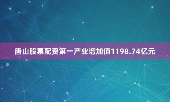 唐山股票配资第一产业增加值1198.74亿元